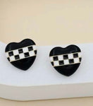 Heart  Checkerboard Stud earrings