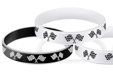 2pk checkered, flag, silicone bracelets