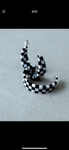 Checkerboard open hoop earrings