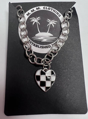 chunky chain With Checkered heart Charm
