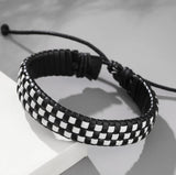 Black and white braided bracelet