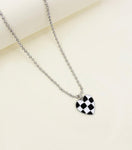Checker Print little Heart Charm Necklace