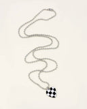 Checker Print little Heart Charm Necklace