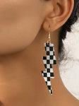 Lightning drop checkerboard earrings