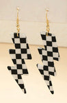 Lightning drop checkerboard earrings