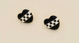 Heart  Checkerboard Stud earrings